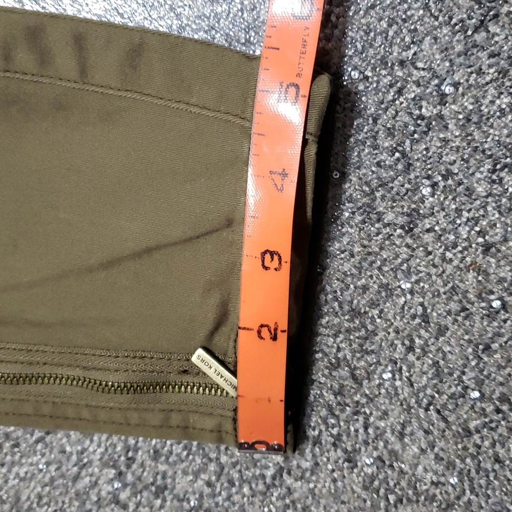 Michael Kors Olive Green Gold Zipper Cuff Pants Size 6 - Picture 13 of 16